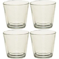 4x Waxinelichthouders/theelichthouders transparant 7 cm - Waxinelichtjeshouders
