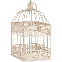 Arte R Home decoratie vogelkooi - draad metaal - beige - 15 x 29 cm - Deco vogelkooien