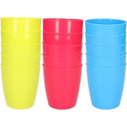 30x stuks onbreekbare kunststof drinkglazen 300 ML in het groen-roze-blauw - Drinkbekers