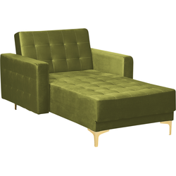 Beliani ABERDEEN - Chaise longue-Groen-Fluweel