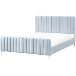 LUNAN - Tweepersoonsbed - Lichtblauw - 140 x 200 cm - Fluweel