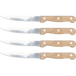 HI Steakmessen/vleesmessen - 4x - bestek -23 cm - houten handvat - Messen