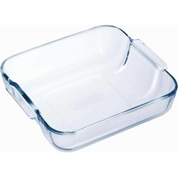 3x Vierkante glazen ovenschaal 1,2 liter 21 x 21 x 6,5 cm - Ovenschalen