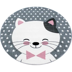 Kids Kinderkamer Kat Roze vloerkleed - Rond - 120 CM ROND