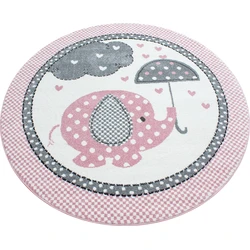 Kids Kinderkamer Olifant Roze vloerkleed - Rond - 120 CM ROND