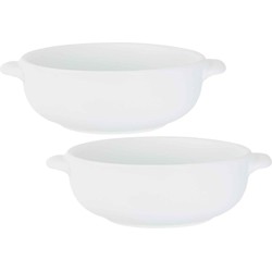 Set van 2x stuks snackschaaltjes wit van porselein 13 cm rond - Kommetjes