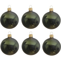 Decoris Kerstballen set - 6x stuks - donker groen - glas - 6 cm - Kerstbal