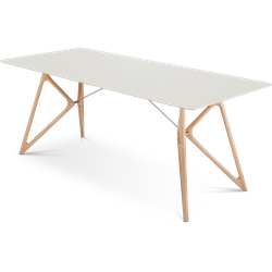 Tink table houten eettafel whitewash - met linoleum tafelblad mushroom - 180 x 90 cm