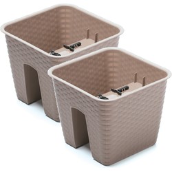 3x Ratolla vierkante rotan balkon plantenpotten/bloempotten taupe 8,5 liter - Plantenpotten