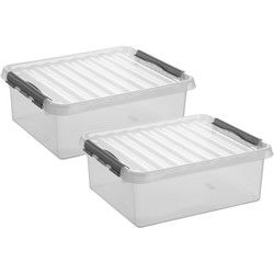 Sunware opbergbox - 2x - transparant - 25L - 50 x 40 x 18 cm - Opbergbox