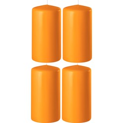 4x Kaarsen oranje 6 x 10 cm 36 branduren sfeerkaarsen - Stompkaarsen
