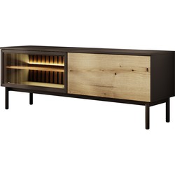 Meubella TV-Meubel Ludwig - Zwart - Eiken - 150 cm