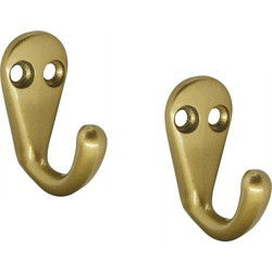 Luxe kapstokhaken / jashaken - 2x - goudkleurig - aluminium - 3 x 4 cm - Kapstokhaken