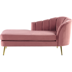 ALLIER - Chaise longue - Roze - Rechterzijde - Fluweel