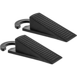 Set van 2x stuks deurstoppers/deurwiggen zwart 12,5 cm kunststof - Deurstoppers