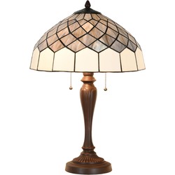 LumiLamp Tiffany Tafellamp  Ø 40x58 cm Grijs Glas Tiffany Bureaulamp