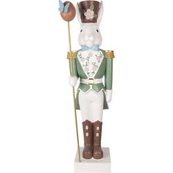 Clayre & Eef Decoratie Beeld Konijn 28x23x96 cm Wit Groen Keramisch materiaal
