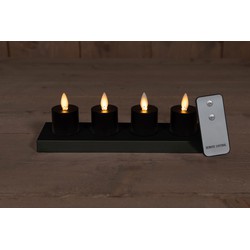 Set 4 St Inductive Rechargeable Black Tealight Moving Flame