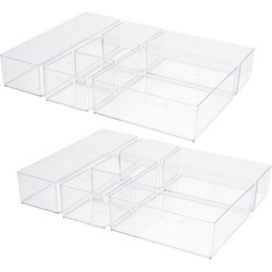 2x stuks make-up organizer 6-vaks van 30 x 22,5 x 5 cm - Opbergbox