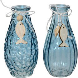 Vaas glas d6,6h14 cm blauw a2