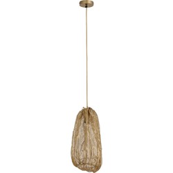 PTMD Hanglamp Maitia - 30x30x48 cm - Textiel - Goud