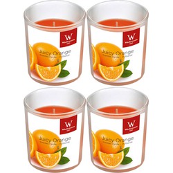 6x Frisse sinaasappel geurkaarsen in glazen houder 25 branduren - geurkaarsen