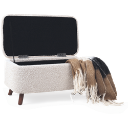 Julia bankje met opbergruimte bouclé beige - 83 x 41 cm