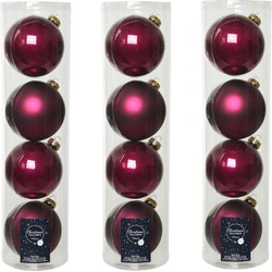 16x stuks glazen kerstballen framboos roze (magnolia) 10 cm mat/glans - Kerstbal