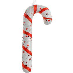 Clayre & Eef Kersthanger Zuurstok 17 cm Wit Rood Kunststof