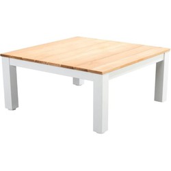 Midori coffee table 75x75cm. alu white/teak - Yoi