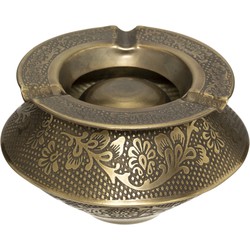 Terras asbak/stormasbak rond ijzer 12 x 8 cm goud - Asbakken