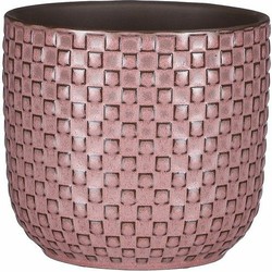 Mica Decorations Plantenpot - keramiek - roze - 12 x 11 cm - Plantenpotten