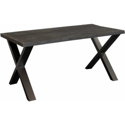 Eettafel massief Mango zwart - 160 x 90 x 78 cm - Bladdikte 4 cm - X-poot