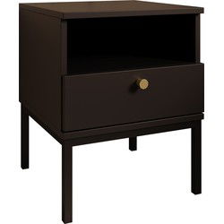 Meubella - Nachtkastje Lagos - Zwart - 40 cm