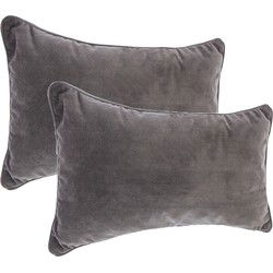 Atmosphera Bank/sierkussens huiskamer Sophia - 2x - 30 x 50 cm - Donkergrijs - polyester - met rits - Sierkussens