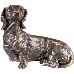 Clayre & Eef Decoratie beeld hond Hond 23 cm Zilverkleurig Polyresin Woonaccessoires