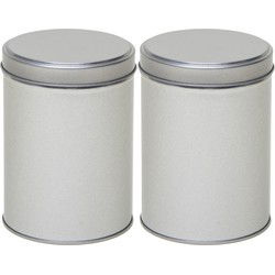 Zilver rond opbergblik/bewaarblik - 2x - D9 x H13 cm - Voorraadblikken