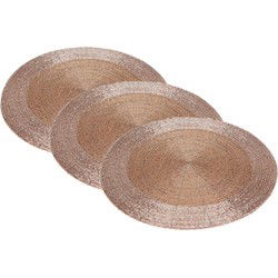 4x stuks placemats/onderleggers champagne rond D35 cm - Placemats