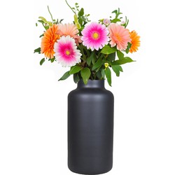 Floran Bloemenvaas Milan - mat zwart glas - D15 x H30 cm - melkbus vaas met smalle hals - Vazen