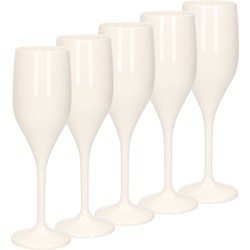 Set van 20x stuks champagneglazen/prosecco flutes wit 150 ml van onbreekbaar kunststof - Champagneglazen