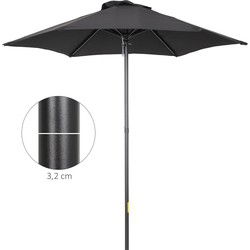 4goodz Outsunny Parasol Ø196 cm - Zeshoekige parasol voor Strand Balkon Tuin - Zwart