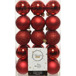 Decoris kerstballen - 30x st - rood - D6 cm - kunststof - Kerstbal