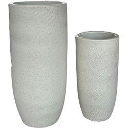 PTMD Bloempot Dezzel - 30x30x70 cm - Keramiek - Wit - Set van 2