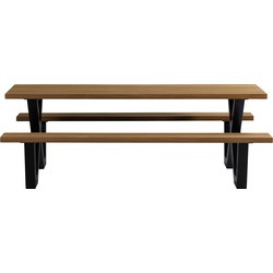 WOOOD Tablo Picknicktafel Met X-poot Buiten - Naturel - 75x206x145