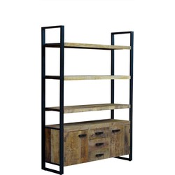 D - Livingfurn - Boekenkasten Strong - 200cm Hoog - Mangohout