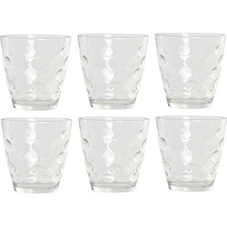 12x Stuks transparante waterglazen/drinkglazen cirkels relief 400 ml van glas - Drinkglazen