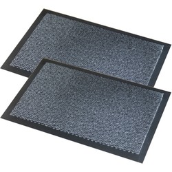 Wicotex Deurmat Faro - 2x - schoonloopmat - zwart/grijs - 40 x 60 cm - Deurmatten