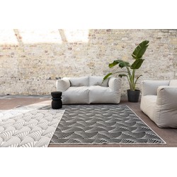 Buitenkleed Deco zwart/wit dubbelzijdig - Polypropyleen - 200 x 290 cm - (L)