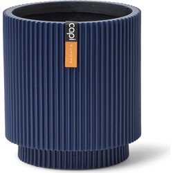 Vaas cilinder Groove H11.8 cm blauw - Capi Europe