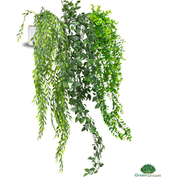 GreenDream® 3 Verschillende Hangplanten Kunstplanten in Pot - decoratief - Cadeautip - Groen